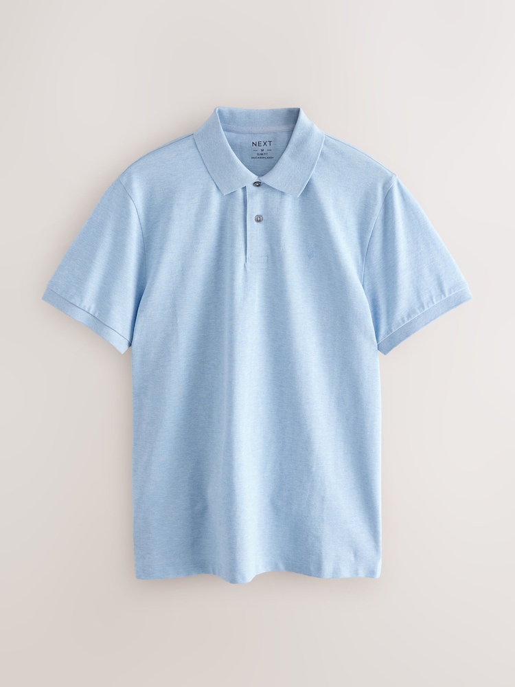 Marl bleu clair - Slim Fit (Slim Fit) - Polo Manches courtes Pique - Image 4 of 6