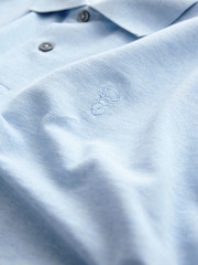 Light Blue Marl Slim Fit Short Sleeve Pique Polo Shirt - Image 5 of 6