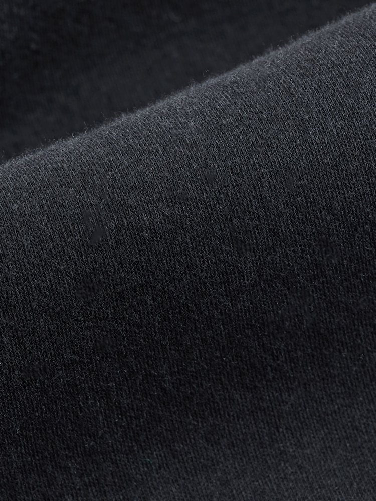Black Pattern Collar Flocked Quarter Zip Polo Shirt - Image 8 of 9