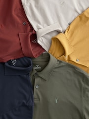 Red/Yellow/Blue/Stone/Green Regular Fit Short Sleeve Jersey Polo Shirts 5 Pack - Image 8 of 15