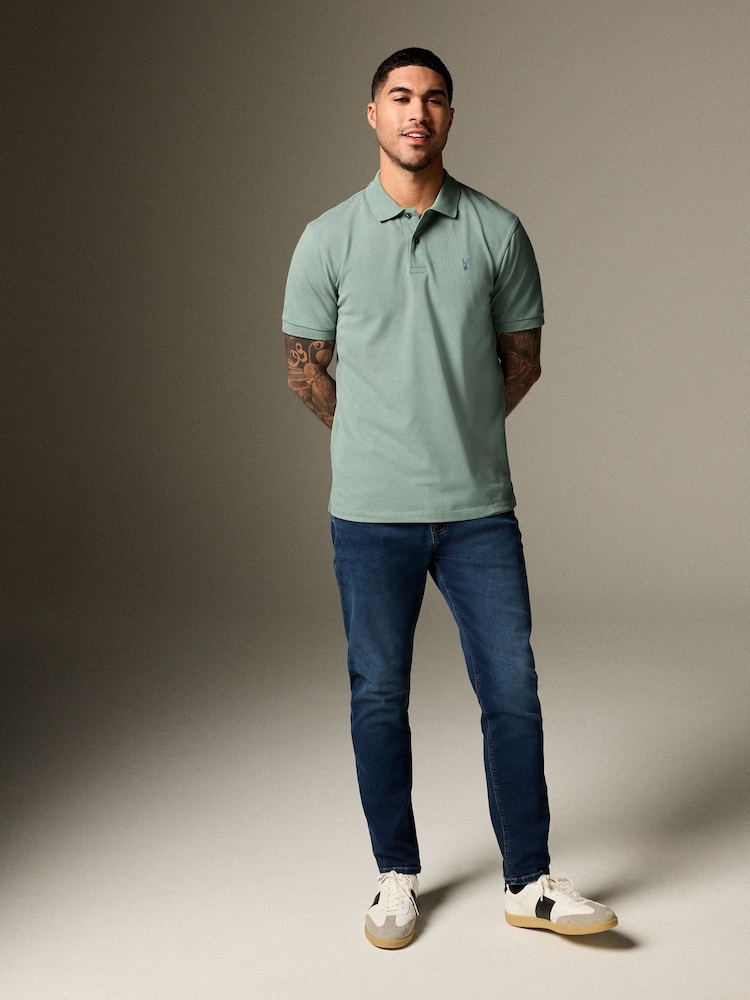 Helles Salbeigrün - Schmale Passform - Kurzärmliges Piqué-Poloshirt - Bild 2 von 7