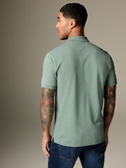 Helles Salbeigrün - Schmale Passform - Kurzärmliges Piqué-Poloshirt - Bild 3 von 7