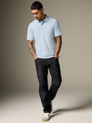 Light Blue Marl Regular Fit Short Sleeve Pique Polo Shirt - Image 2 of 8