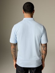 Light Blue Marl Regular Fit Short Sleeve Pique Polo Shirt - Image 3 of 8