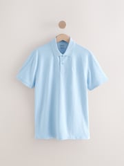 Light Blue Marl Regular Fit Short Sleeve Pique Polo Shirt - Image 6 of 8