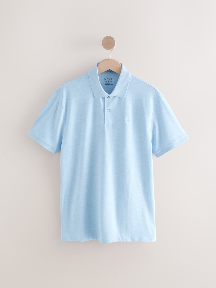 Marl bleu clair - Ajustement régulier - Polo Manches courtes Pique - Image 6 of 8