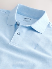 Light Blue Marl Regular Fit Short Sleeve Pique Polo Shirt - Image 8 of 8