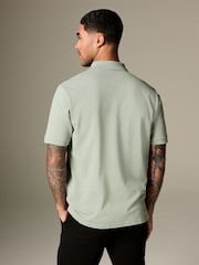 Light Sage Regular Fit Short Sleeve Pique Polo Shirt - Image 3 of 9