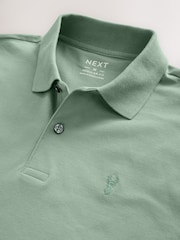 Light Sage Regular Fit Short Sleeve Pique Polo Shirt - Image 8 of 9