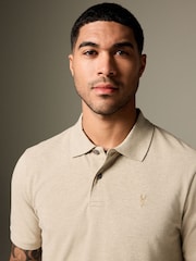 Neutral Marl Regular Fit Short Sleeve Pique Polo Shirt - Image 1 of 10