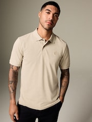 Neutral Marl Regular Fit Short Sleeve Pique Polo Shirt - Image 2 of 10