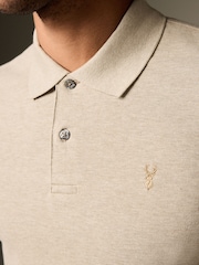 Neutral Marl Regular Fit Short Sleeve Pique Polo Shirt - Image 5 of 10
