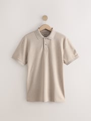 Neutral Marl Regular Fit Short Sleeve Pique Polo Shirt - Image 7 of 10