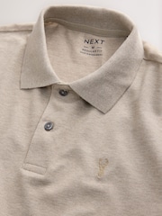 Neutral Marl Regular Fit Short Sleeve Pique Polo Shirt - Image 8 of 10