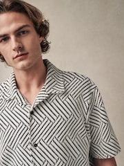 monochrome - Cuban Col Textured Jersey Manches courtes Chemises - Image 4 de 7