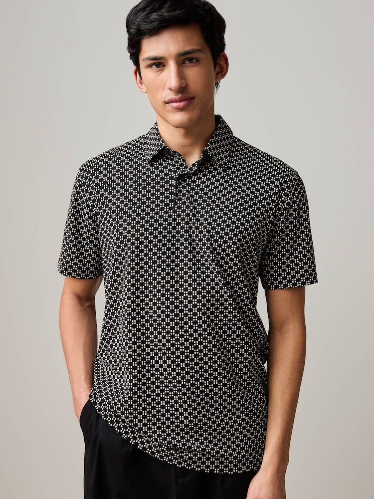 Mono Geo Print Regular Fit Short Sleeve Jersey Polo Shirts 3 Pack - Image 2 of 12