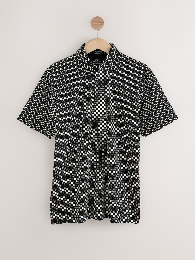 Mono Geo Print Regular Fit Short Sleeve Jersey Polo Shirts 3 Pack - Image 8 of 12