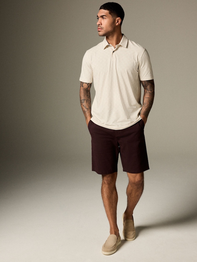 Ecru Geo Short Sleeve Print Polo Shirt - Image 2 of 8