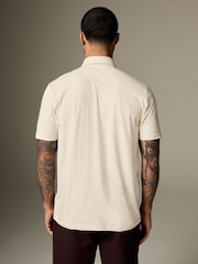 Ecru Geo Short Sleeve Print Polo Shirt - Image 3 of 8