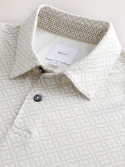 Ecru Geo Short Sleeve Print Polo Shirt - Image 7 of 8