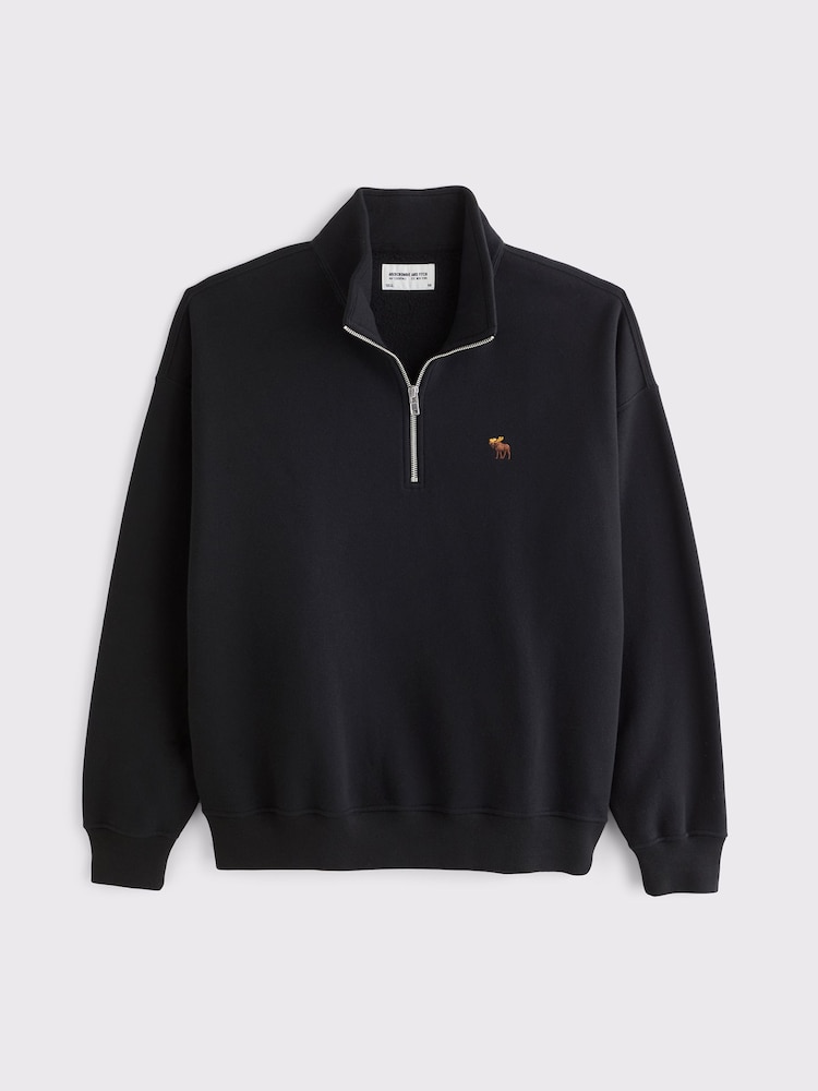 Abercrombie & Fitch Black Classic Quarter Zip Sweatshirt - Image 1 of 1