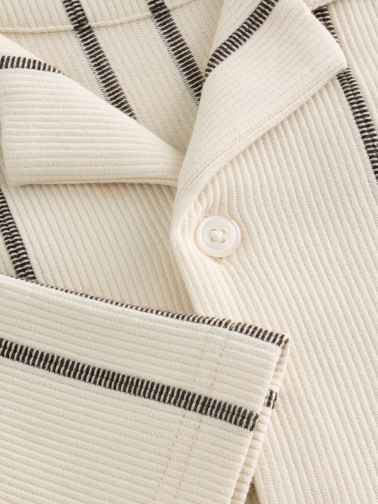White/Black Textured Stripe Jersey Shirt - Image 6 of 6 White/Black Textured Stripe Jersey Shirt - Image 6 of 6