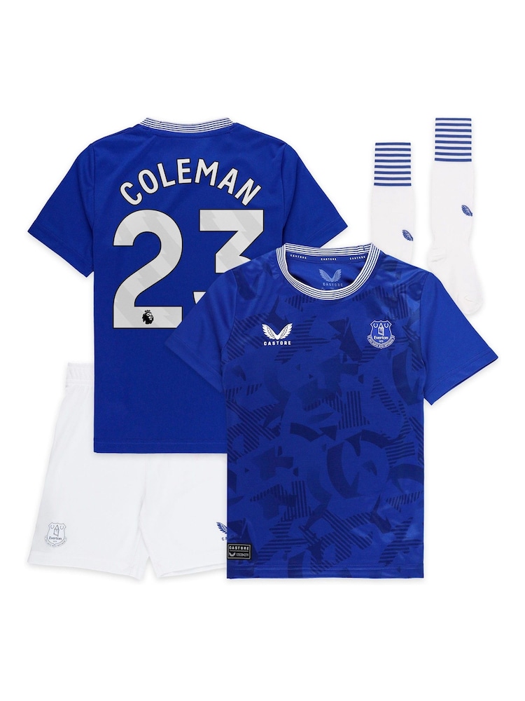 Castore Blue Everton Home Infant Kit 2024-25 with Coleman 23 Printing - Image 1 of 3