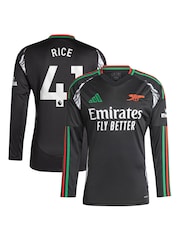 adidas Black Arsenal Away 2024-25 Long Sleeve Shirt With Rice 41 Printing - Image 1 of 3