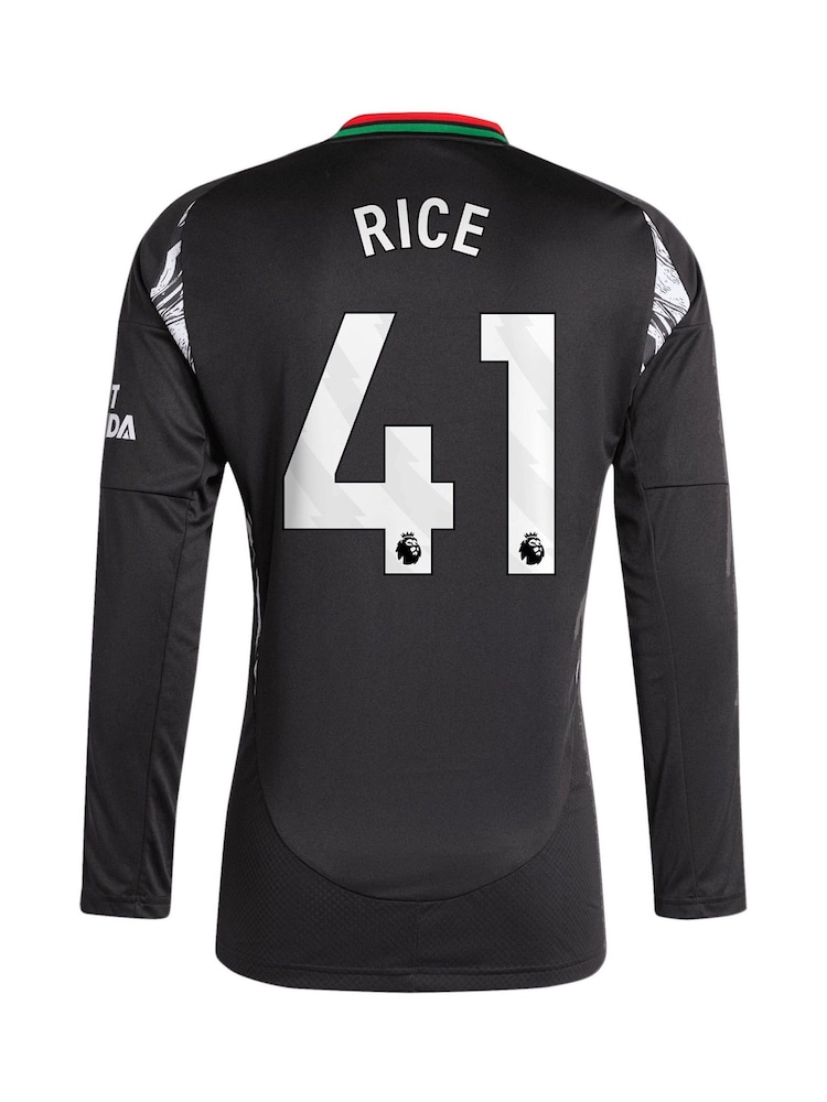 adidas Black Arsenal Away 2024-25 Long Sleeve Shirt With Rice 41 Printing - Image 2 of 3