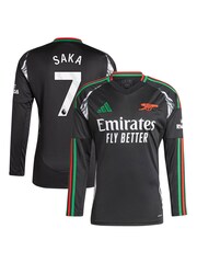 adidas Black Saka - 7 Arsenal Away 2024-25 Long Sleeve Football Shirts With Saka 7 Printing - Image 1 of 3