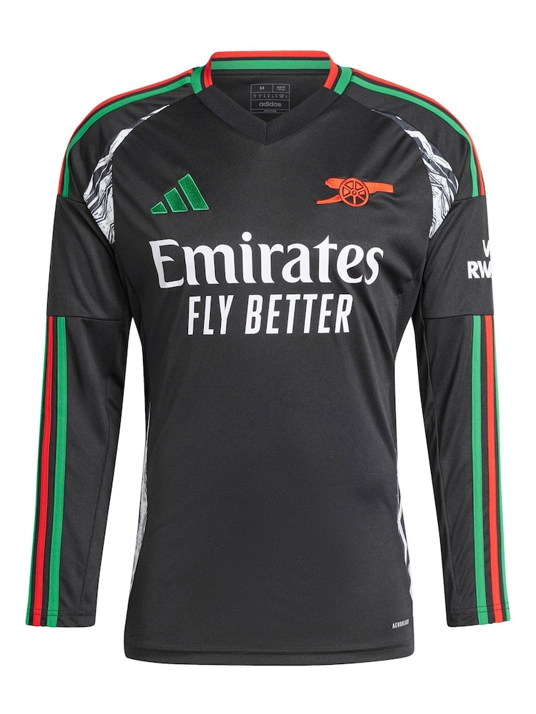 adidas Black Saka - 7 Arsenal Away 2024-25 Long Sleeve Football Shirts With Saka 7 Printing - Image 2 of 3