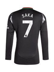 adidas Black Saka - 7 Arsenal Away 2024-25 Long Sleeve Football Shirts With Saka 7 Printing - Image 3 of 3