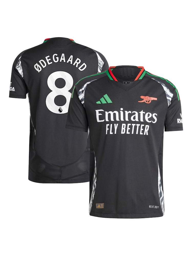adidas Black Odegaard - 8 Arsenal Away Authentic 2024-25 Football Shirts With Saka 7 Printing - Image 1 of 3