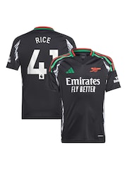 adidas Black Kids Arsenal Away 2024-25 Shirt With Rice 41 Printing - Image 1 of 3