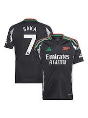adidas Black Saka - 7 Kids Arsenal Away 2024-25 Shirt With Saka 7 Printing - Image 1 of 3