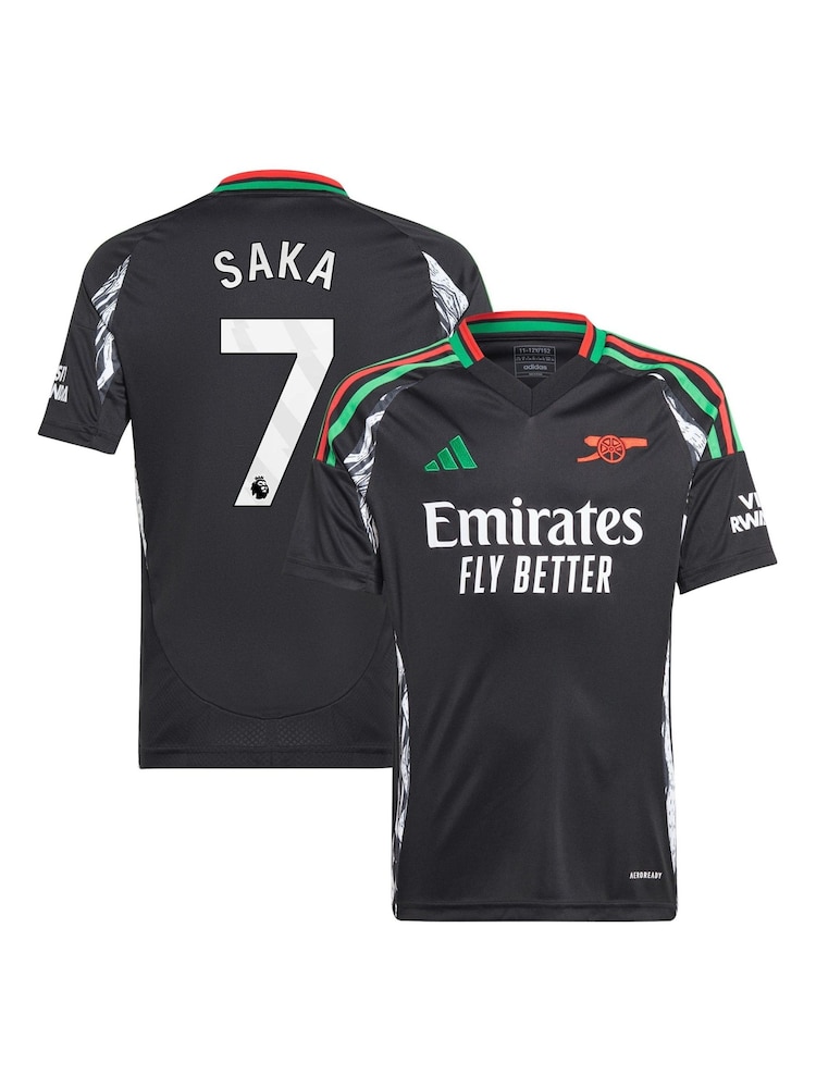 adidas Black Saka - 7 Kids Arsenal Away 2024-25 Shirt With Saka 7 Printing - Image 1 of 3