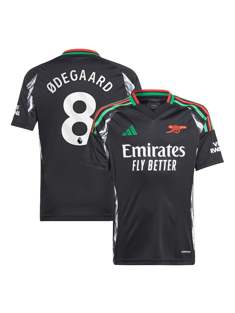 adidas Black Odegaard - 8 Kids Arsenal Away 2024-25 Shirt With Saka 7 Printing - Image 1 of 3