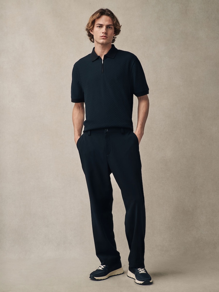 Black Textured Zip Neck Polo Shirt - Image 3 of 7