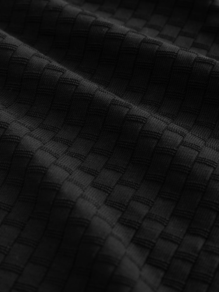 Black Textured Zip Neck Polo Shirt - Image 6 of 7