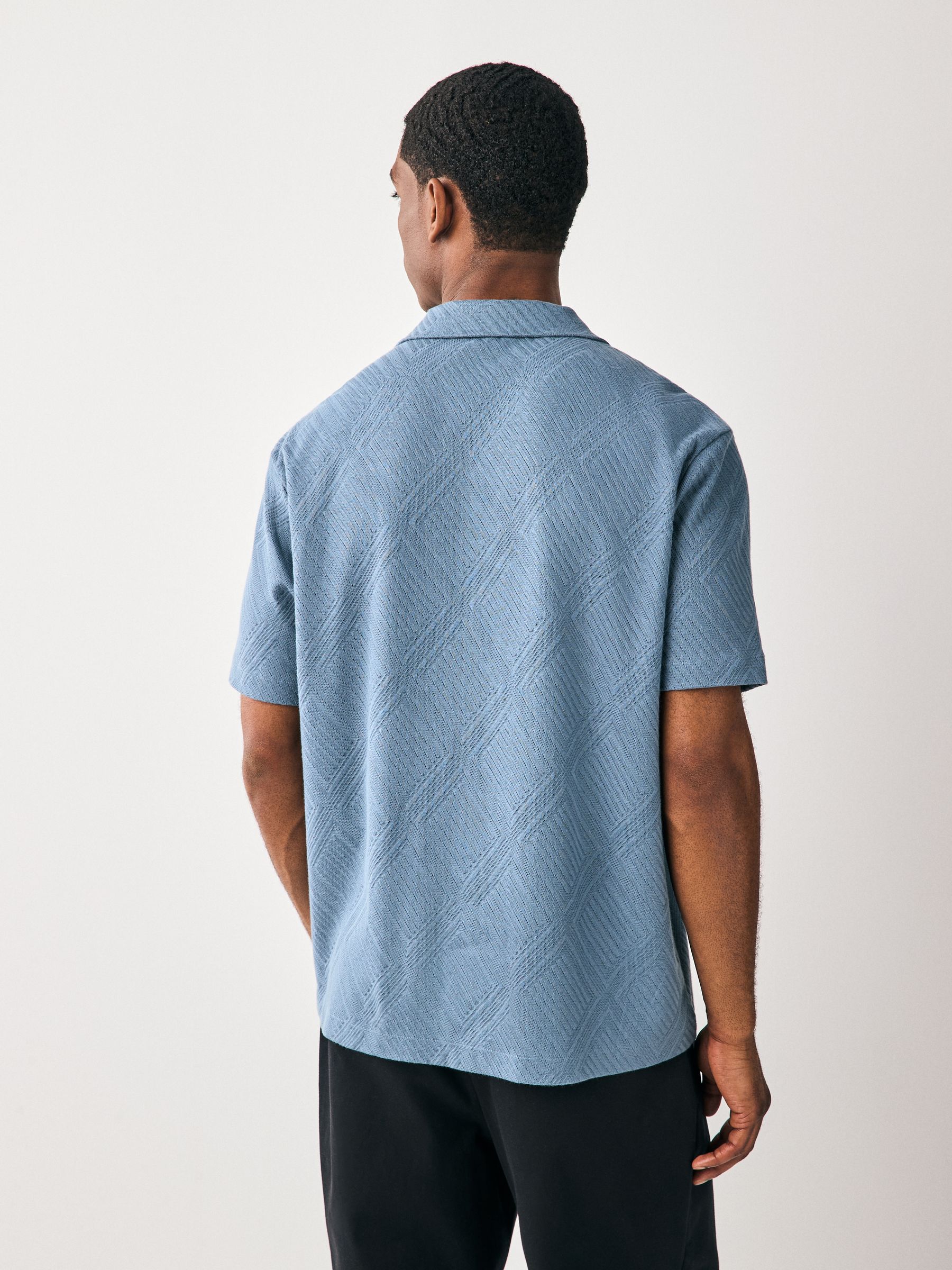 Buy Blue / Ecru / Grey Short Sleeve Jersey Polo Shirts 3