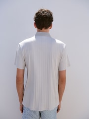 Light Grey Slim Fit Smart Quarter Zip Polo Shirt - Image 3 of 6