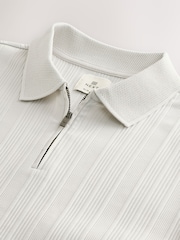 Light Grey Slim Fit Smart Quarter Zip Polo Shirt - Image 5 of 6