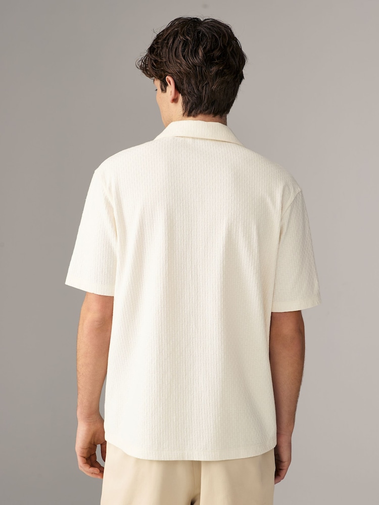 White Textured 100% Cotton Jersey Shirt - Image 3 of 8