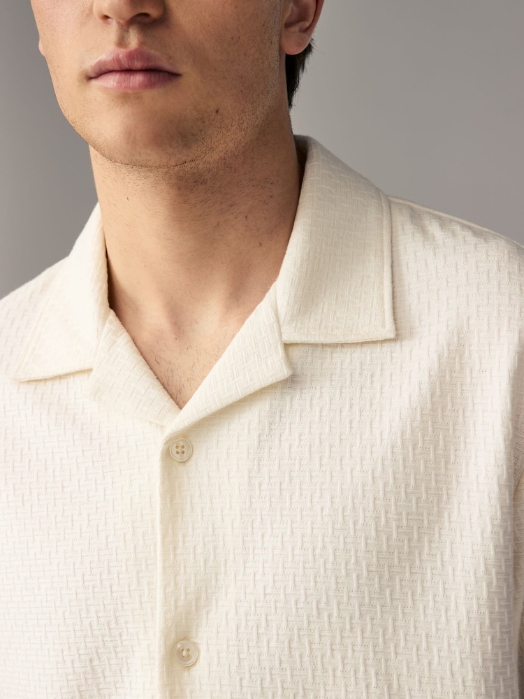 White Textured 100% Cotton Jersey Shirt - Image 5 of 8