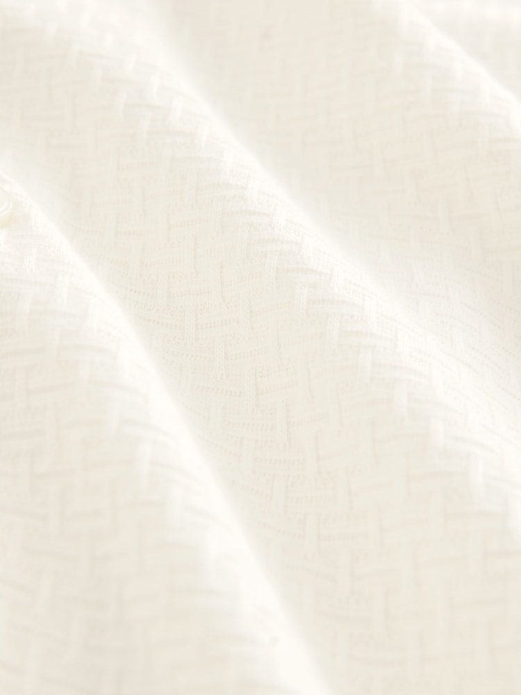 White Textured 100% Cotton Jersey Shirt - Image 7 of 8