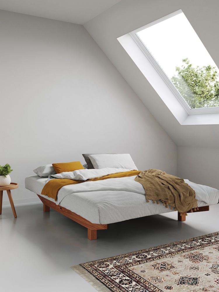 Get Laid Beds Tan Brown Floating Platform Solid Wood Space Saver Bed - Image 1 of 2