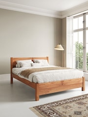 Get Laid Beds Tan Brown Oxford Solid Wood Square Leg Bed - Image 1 of 3