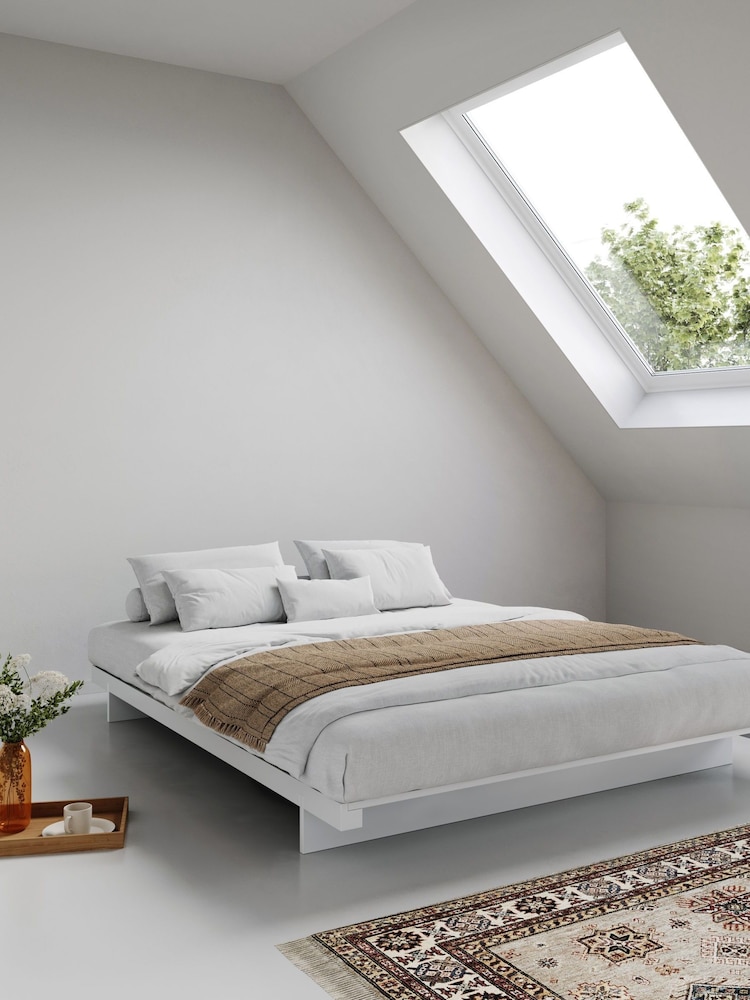 Get Laid Beds White Low Fuji Solid Wood Attic No Headboard Bed - Image 1 of 2