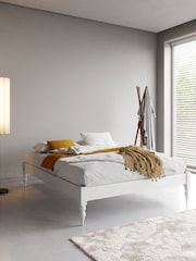 Get Laid Beds White Platform Solid Wood Turned Leg Bed - Image 1 of 3