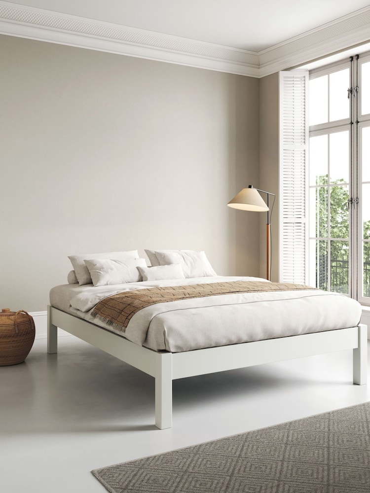 Get Laid Beds White Platform Solid Wood No Headboard Square Leg Bed - Image 1 of 3